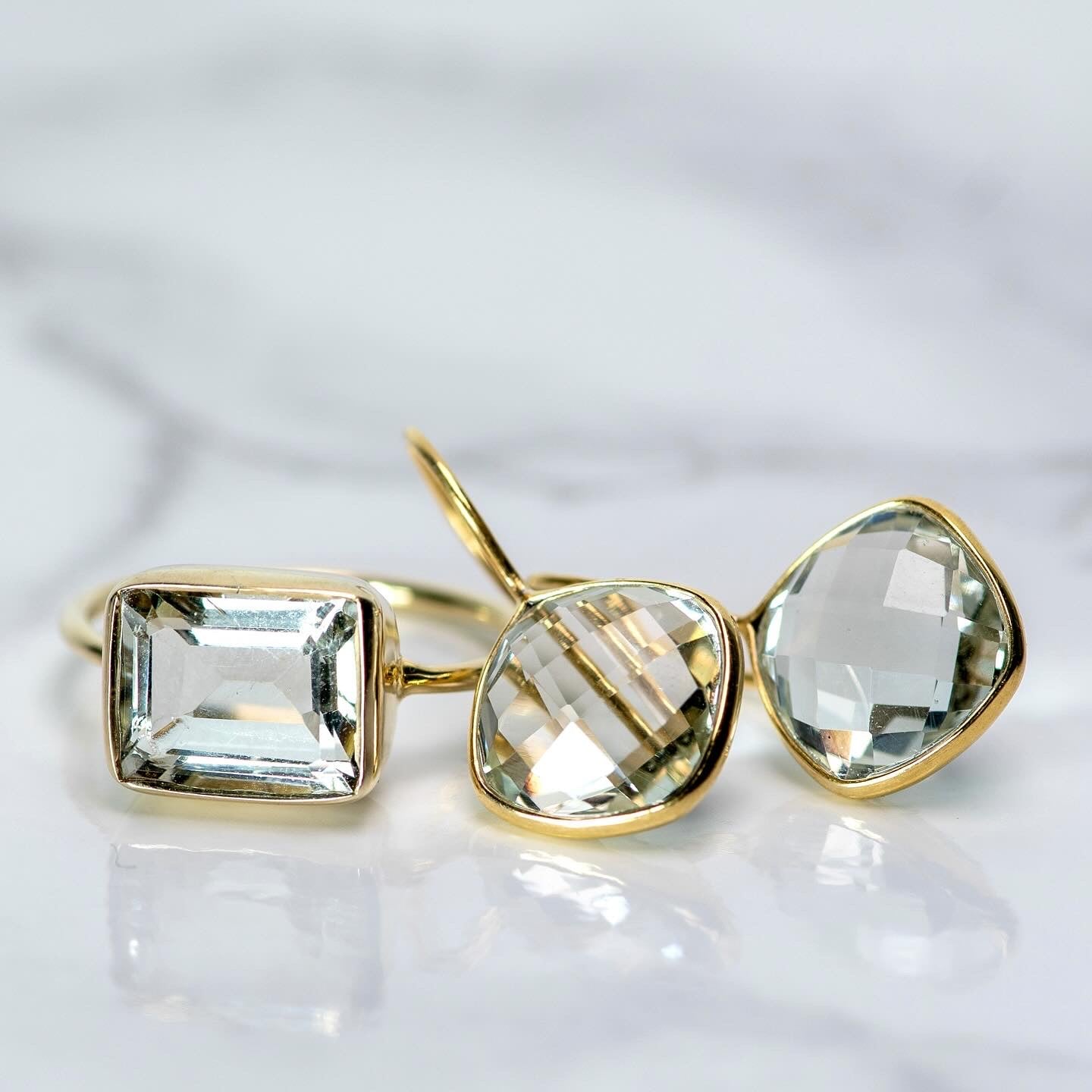 グリーンアメジスト ゴールドピアス