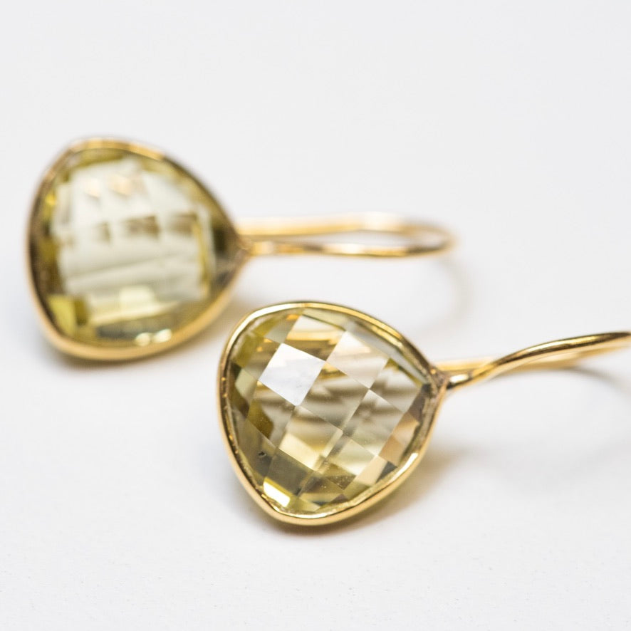 レモンクォーツ ゴールドピアス