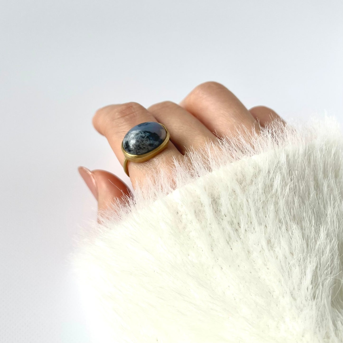 デンドライトオパール ゴールドリング 14号