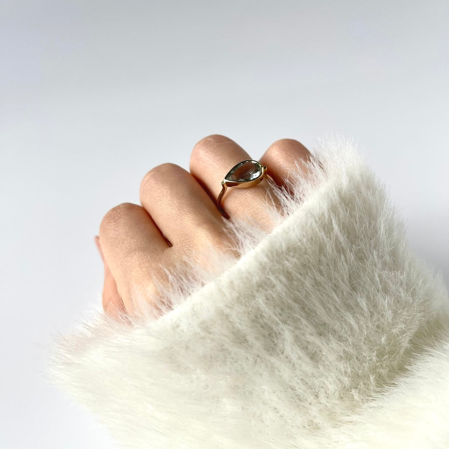 アクアマリン ゴールドリング 10号