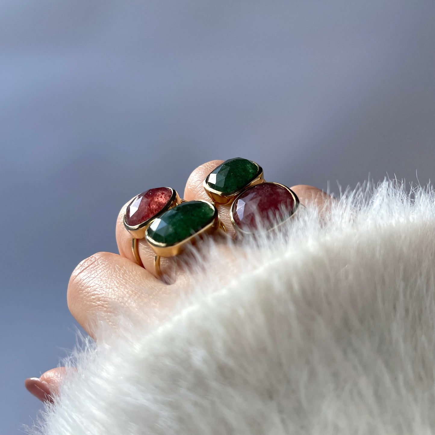 グリーンストロベリークォーツリング 11号