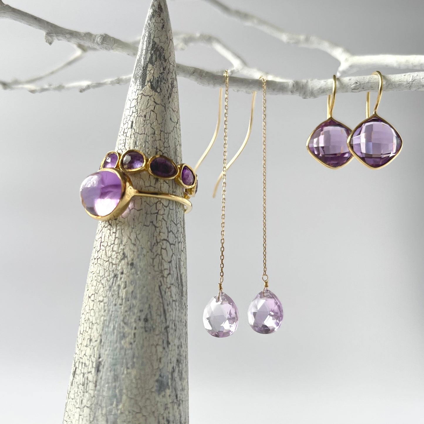 アメジスト ゴールドピアス