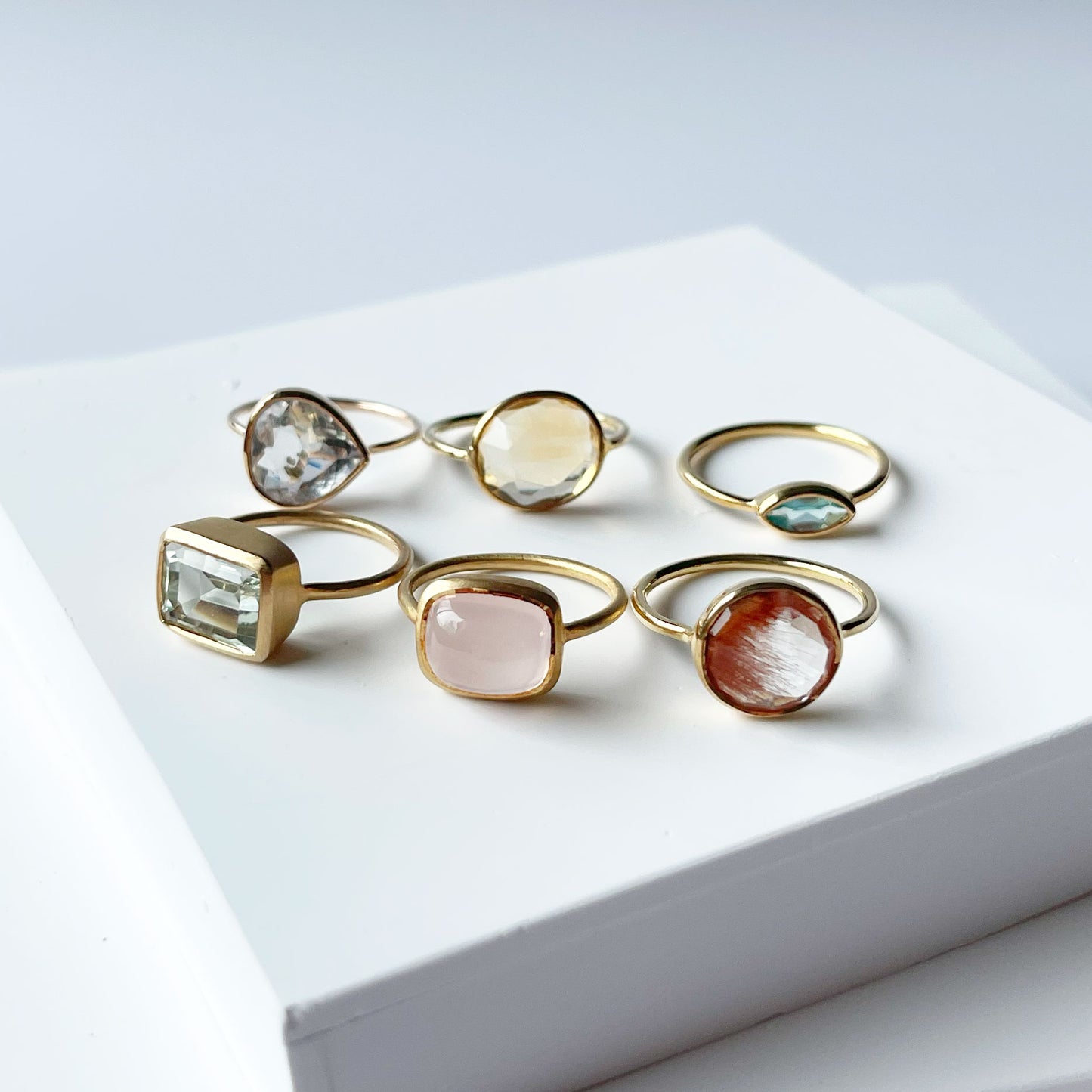 ローズクォーツ ゴールドリング 10号