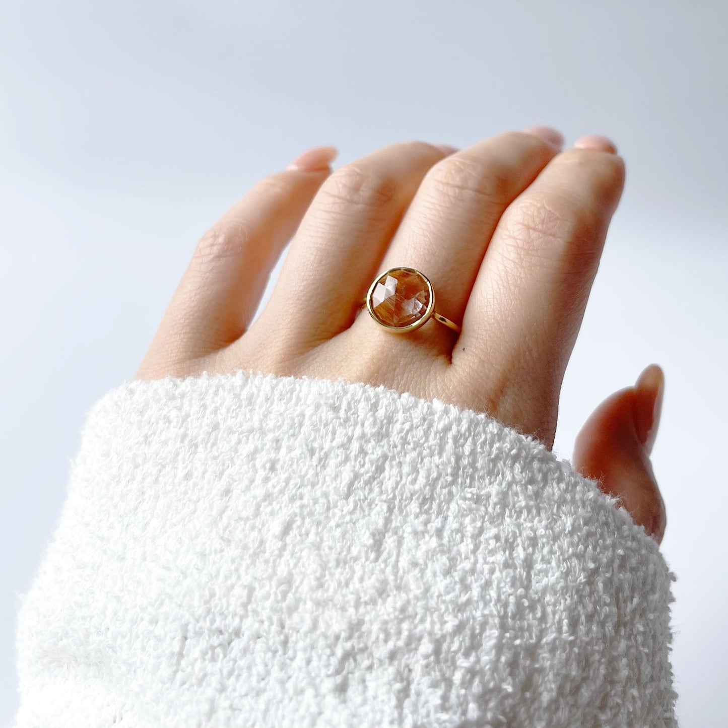 レッドルチルクォーツ ゴールドリング 15号