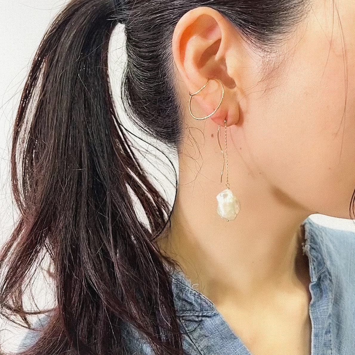 大粒バロックパール K10アメリカンピアス